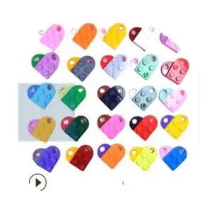 Multi Kleuren Hart Bouwsteen Resin Charm Kinderen Speelgoed Mooie Hartvorm Poppenhuis Geschenken Sleutelhanger Ornament