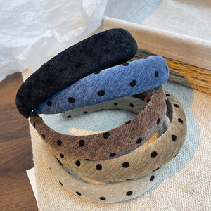 ที่คาดผมลายจุดวินเทจสีสันสดใสสำหรับฤดูใบไม้ร่วง-ฤดูหนาว  ผ้าพลัฌสำหรับล้างหน้า แต่งหน้า  ที่คาดผมสำหรับมาส์กหน้า  อุปกรณ์เสริมผมสำหรับผู้หญิง - Product Image 3