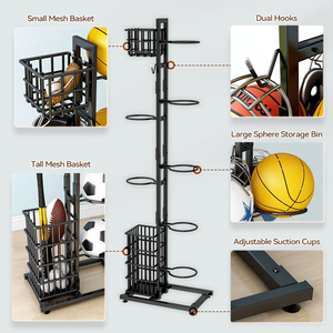 Support de rangement robuste pour ballons de basketball, organisateur d'équipement sportif, présentoir de ballons sur pied - Product Image 3