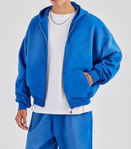 Sudadera con capucha de algodón 100% grueso de 500 GSM con cremallera, estilo urbano, talla grande, para hombre, sin impuestos en EE. UU. - Product Image 1