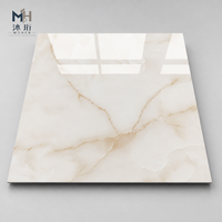 Carreaux en porcelaine entièrement émaillés 600x600 mm, aspect marbre beige crème, poli brillant, pour sol et mur, pour salon et salle de bain