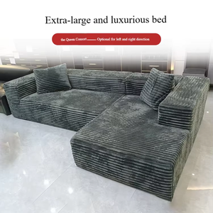 आधुनिक लक्जरी लिविंग रूम सोफा सेट फर्नीचर एल आकार <span class=keywords><strong>2</strong></span> <span class=keywords><strong>3</strong></span> सीटर कॉर्डरॉय कंप्रेशन फोम सेशनल कोने आरामदायक डिजाइन - Product Image 2