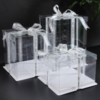 Boîte à gâteau carrée écologique jetable auto-élevante imperméable transparente de 4 à 12 pouces avec couvercle pour pâtisserie et cadeaux