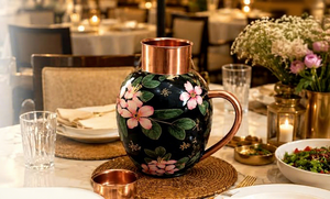 Royal Surai Design Copper <b>Jug</b> Pitcher Floral Black Finish Water Storage and Serving <b>Jug</b> Traditional Home Kitchen <b>Drink</b> - Product Image 1