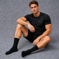 Chaussettes de sport antidérapantes à faible MOQ pour la pratique du fitness, avec coussinets en tissu éponge, en coton et fibre de bambou, jacquard, logo personnalisé, pour le yoga et l'entraînement, légères