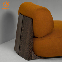 Fauteuil lounge en lin/velours de qualité supérieure, mousse à haute résilience, orange rouille, design moderne, meubles de maison solides