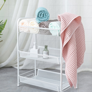 Serviette de bain gaufrée en pur coton 70x140 cm, couleur unie, moelleuse, pour usage domestique, rose, jaune, bleu, vert, marron, rose clair - Product Image 1