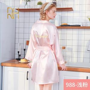 Abito Casual da donna OEM camicia da notte in <span class=keywords><strong>seta</strong></span> abito da sposa ricamato abito da damigella d'onore Cardigan da sposa - Product Image 4