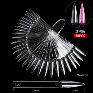50 faux ongles d'entraînement, modèles Stiletto et Coffin, pour présentation de couleurs de vernis à ongles, avec porte-clés, pour salon de manucure et nail art - Product Image 2