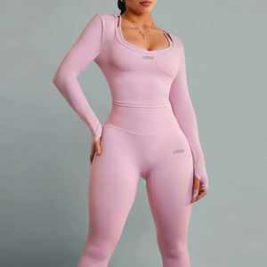 Женский комплект из 2 предметов для йоги с капюшоном и длинным рукавом - Product Image 3