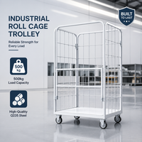 Chariot de sécurité pliable à 3 côtés en treillis métallique pour la manutention et le stockage des stocks en magasin de détail