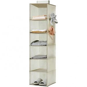Sacs de rangement suspendus pliables grande capacité personnalisés en tissu non tissé, anti-poussière, multicouches, organisateur mural ou de porte pour articles divers, pochette suspendue - Product Image 1