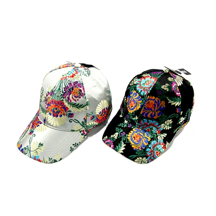 プロモーションメーカーカスタムヴィンテージコーデュロイ刺繍花女性野球帽