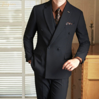 Costume d'affaires 3 pièces pour homme 2026 – Tissu TR extensible, lavable en machine, infroissable, coupe ajustée, idéal pour mariage – Vente en gros