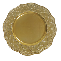 Assiettes de Présentation Classiques 13 Pouces en Plastique PP Doré et Argenté, Durables et de Luxe, Motif Personnalisé, Vaisselle Fujian pour Hôtels - Collection 2025