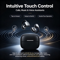 Écouteurs Bluetooth 6.0 à Conduction Osseuse VPU ENC, Casque Sans Fil à Réduction de Bruit, Haut-parleur 11mm, Contrôle Tactile, Écouteurs Ouverts
