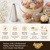 15 19 Douilles de décoration de gâteaux en acier inoxydable 304, grandes douilles à glaçage en forme de pétales de rose avec service OEM ODM personnalisé