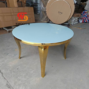 Table de luxe en acier inoxydable cadre doré Table ronde salle à manger mariage Banquet événement Table de fête en plein air - Product Image 1
