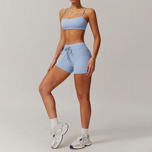 Conjunto de yoga apretado y peludo Conjunto de Deportes de correr y fitness versátil informal corto de un hombro - Product Image 5