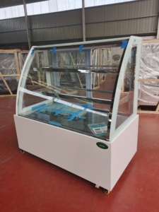 Escaparate de pastel de Vidrio Curvo transparente Refrigerador Panadería Pastelería Stand up Display <span class=keywords><strong>Congelador</strong></span> - Product Image 6
