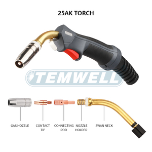 Tête de torche de soudage en cuivre TEMWELL 25AK, ensemble frontal complet pour pistolet MIG/MAG refroidi par air, 250A, cycle de service 60%, fil de 0,6-1,2 mm - Product Image 4