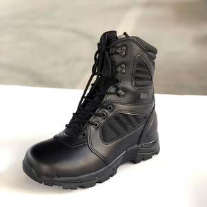 DF Stock Black Cow Leather Black Tactical <b>Boots</b> Long <b>Hiking</b> <b>Boots</b> Genuine Leather with Side Zip or No Zip - Product Image 5
