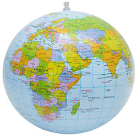 Ballon de plage gonflable pour enfants de 16 pouces en PVC, pliable, avec design de carte du monde, pour l'extérieur