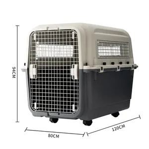 Bs C011 Draagbare Kat Carrier Airline Goedgekeurd Grote Plastic Hond Kat Kennel Krat Met Wiel