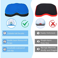 Coussin de siège en gel TPE 3D nid d'abeille, respirant, antidérapant, extra confortable, micro-moléculaire, épaissi, pour bureau, voiture, qualité supérieure