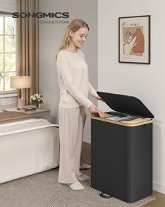 Wholesale Household <b>Foldable</b> Storage Fabric Hamper <b>Laundry</b> <b>Basket</b> Bamboo <b>Laundry</b> Hamper With Lid - Product Image 4