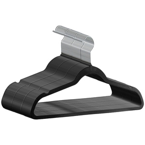 Perchas de Terciopelo Resistentes Antideslizantes al por Mayor con Diseño Flexible para Ahorrar Espacio en Armarios y Baños, Color Negro - Product Image 1