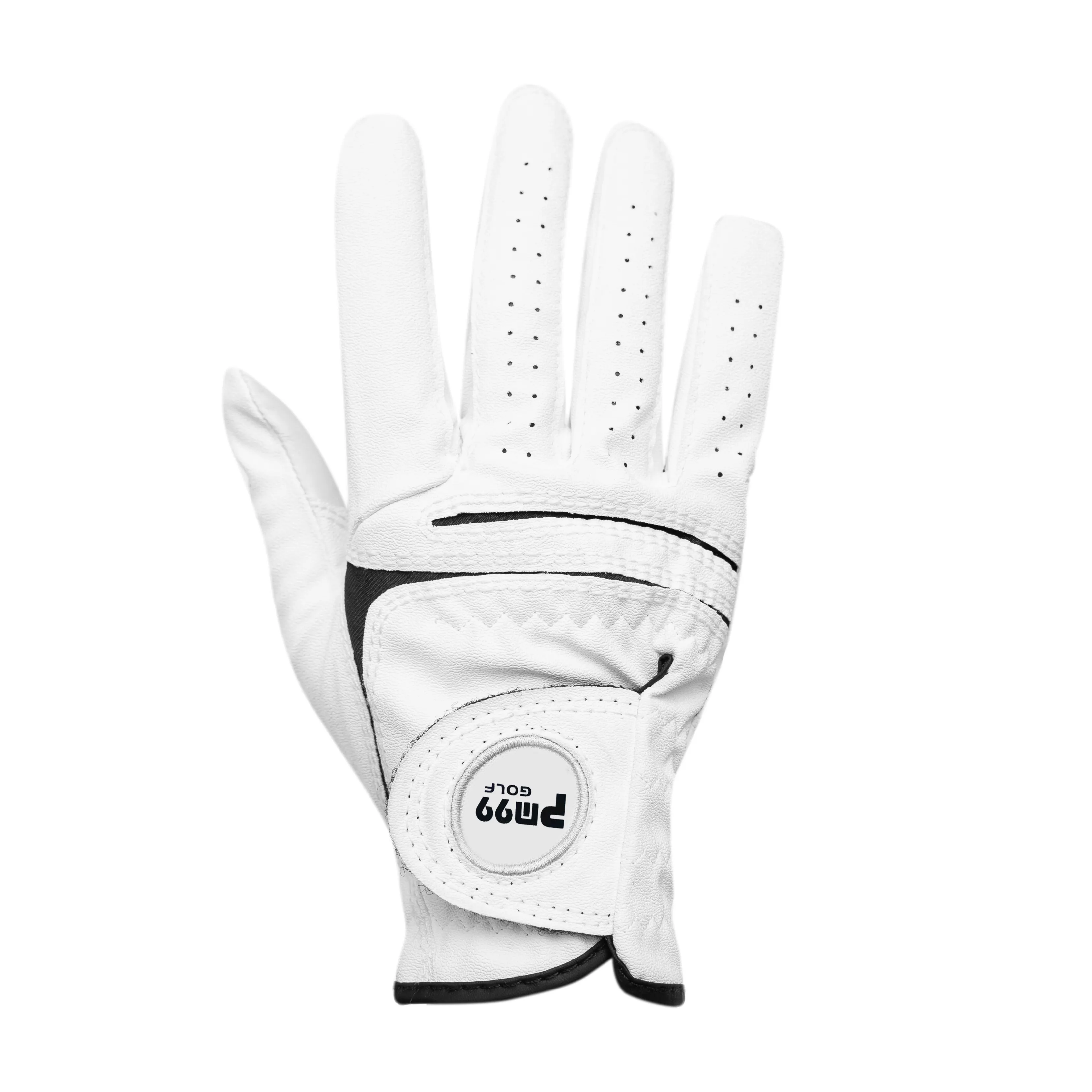 professional manufacture of cheap high quality custom men's black leather golf gloves custom logo