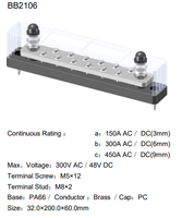 Barre omnibus robuste 150A 300A 450A 48V M5 M8, bloc de distribution d'alimentation pour bateau, voiture, camping-car