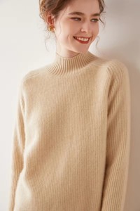 Conjunto de suéteres de talla grande para mujer de invierno, trajes de punto informales, Top de cuello alto de Cachemira de lana, <span class=keywords><strong>pantalones</strong></span> largos plisados, conjunto doble de 2 piezas - Product Image 3