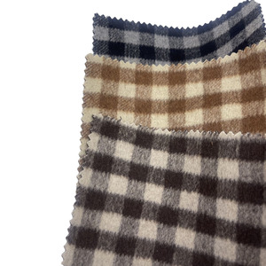 Nhà cung cấp vải đôi mặt màu cam nâu đen kiểm tra LEN/Polyester dệt vải lông cừu cho quần áo sh2411 - Product Image 1