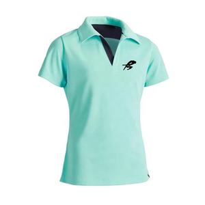 Camisa de equitación para niñas PIHA SPORTS con logo frontal, botones, manga corta, cuello de algodón, estilo casual elegante, de secado rápido y transpirable para golf. - Product Image 1