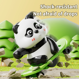 Giocattolo Panda Cinese Cartoon su Skateboard con Corda per Saltare, Giocattolo Sportivo a Molla Senza Batterie per Bambini - Product Image 3