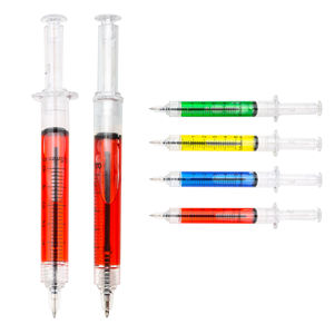 Stylo bille créatif en forme de seringue réaliste avec logo personnalisé imprimé, idéal pour les cadeaux promotionnels pour enfants - Product Image 1