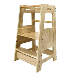 Wooden Foldable Modern Kids <b>Step</b> <b>Stool</b> Helper Adjustable Platform <b>Toddler</b> Learning Tower Bedroom School Apartment Velvet - Product Image 1