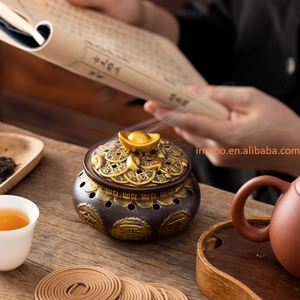 Quemador de incienso a precio de fábrica Jin Yuanbao Budista Hall Temple Law Society Suministros de sacrificio Feng Shui Accesorios - Product Image 3