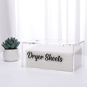 Soporte para hojas de secadora, dispensador de hojas de secadora acrílica con tapa con bisagras, caja de organización y decoración de lavandería, almacenamiento de contenedores - Product Image 1