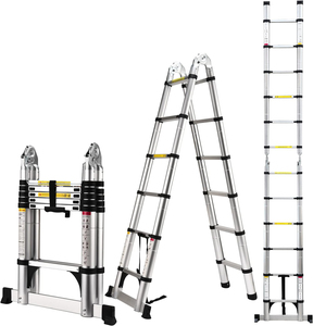 Échelle télescopique extensible en aluminium moderne certifiée EN131, pieds en caoutchouc industriels pour usage extérieur - Product Image 3