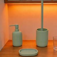 Ensemble d'accessoires de salle de bain en résine vert menthe doux, 3 pièces : distributeur de savon, porte-brosse WC, porte-savon, plateau, ensemble de décoration pour comptoir de salle de bain