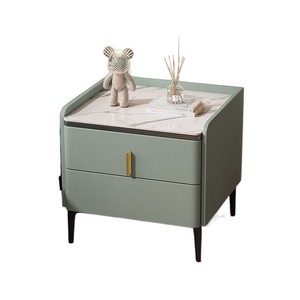 Minimalist Modern <b>Bedside</b> <b>Table</b> With <b>Marble</b> Top And Two Drawers For Bedroom Use - Product Image 4