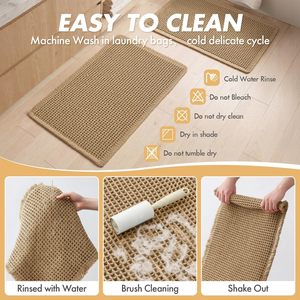 Tapis de sol de salle de bain antidérapant en tissu gaufré thermocollé, design à pompons, absorbant l'eau, pour l'entrée de la douche - Product Image 6