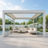 Pergola Classique de Luxe en Aluminium avec Volets en Verre, Design Personnalisé, Revêtement Poudré, pour Villa, Balcon et Terrasse Extérieure