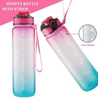 Bouteille d'eau réutilisable Olerd Tritan Sport avec paille, sans BPA, écologique, avec dégradé de couleurs personnalisé pour le vélo et le cross-country