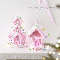 Ornements de Noël sur le thème des bonbons pastel, maison en pain d'épices, sucette, beignet et canne en sucre, décorations suspendues pour arbre de Noël