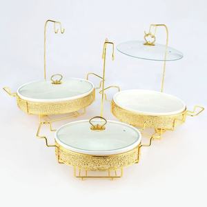 Ensemble de buffet chauffant de luxe en forme d'<span class=keywords><strong>oeuf</strong></span> en acier inoxydable doré <span class=keywords><strong>pour</strong></span> chauffe-plats à combustible <span class=keywords><strong>pour</strong></span> hôtels et restaurants - Product Image 6