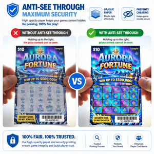 Boletos de Lotería Personalizados OEM de Cartulina de Alta Opacidad con Impresión de Seguridad para Rascar, Divertidos, Sorpresa, Premio Instantáneo - Product Image 5